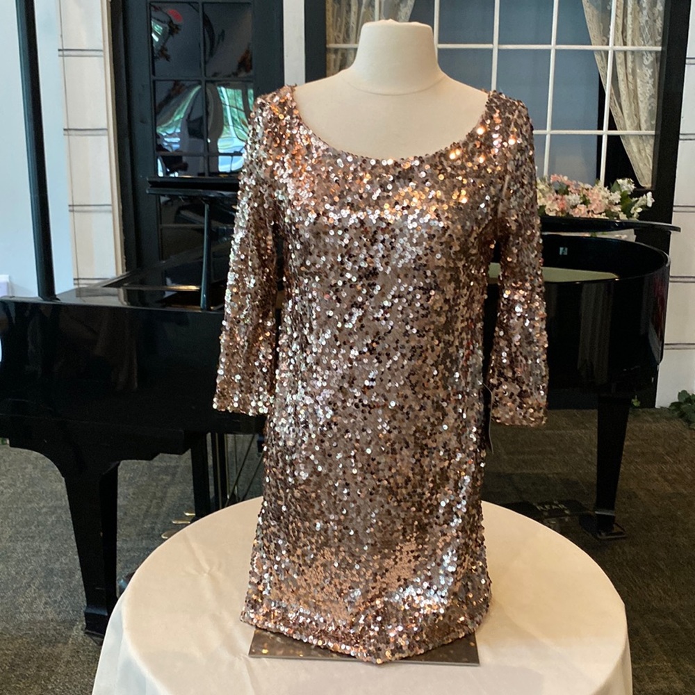 Arden B. Bronze sequin mini party dress
